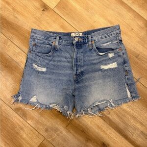We The Free Light Blue Frayed Jean Shorts